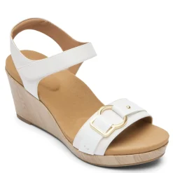 Wedges*Rockport Women's , Briah II Two Band Sandal White