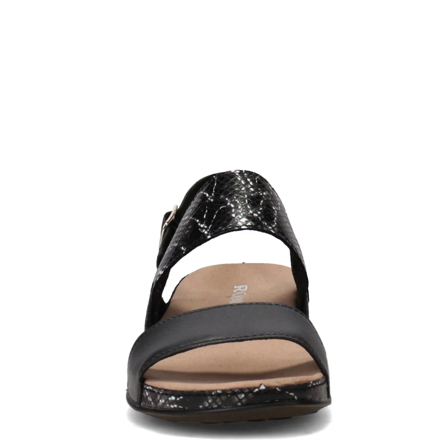 Footbed Sandals*Romika Women's , Fidschi 67 Sandal Black Snake Print