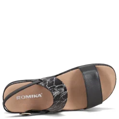 Footbed Sandals*Romika Women's , Fidschi 67 Sandal Black Snake Print