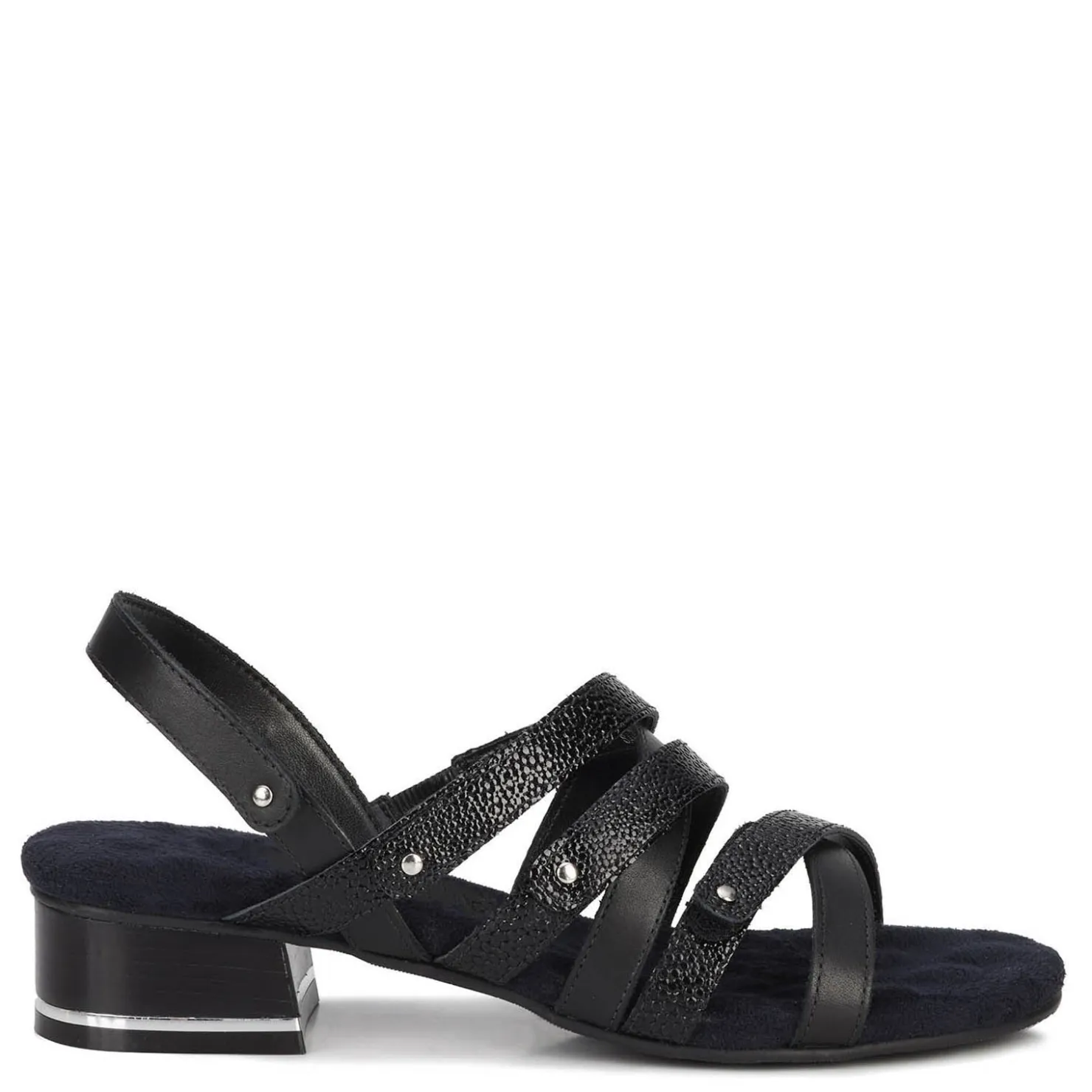 Heeled Sandals*Ros Hommerson Women's , Breeze Sandal Black Pebble Patent Leather