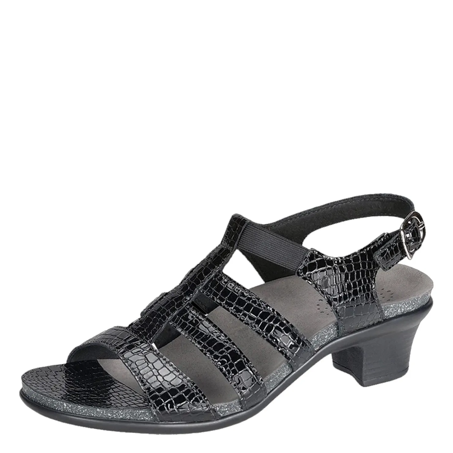 Heeled Sandals*SAS Women's , Allegro Sandal Black Croc