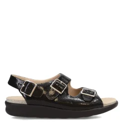 Footbed Sandals*SAS Women's , Relaxed Sandal Black Snake Print