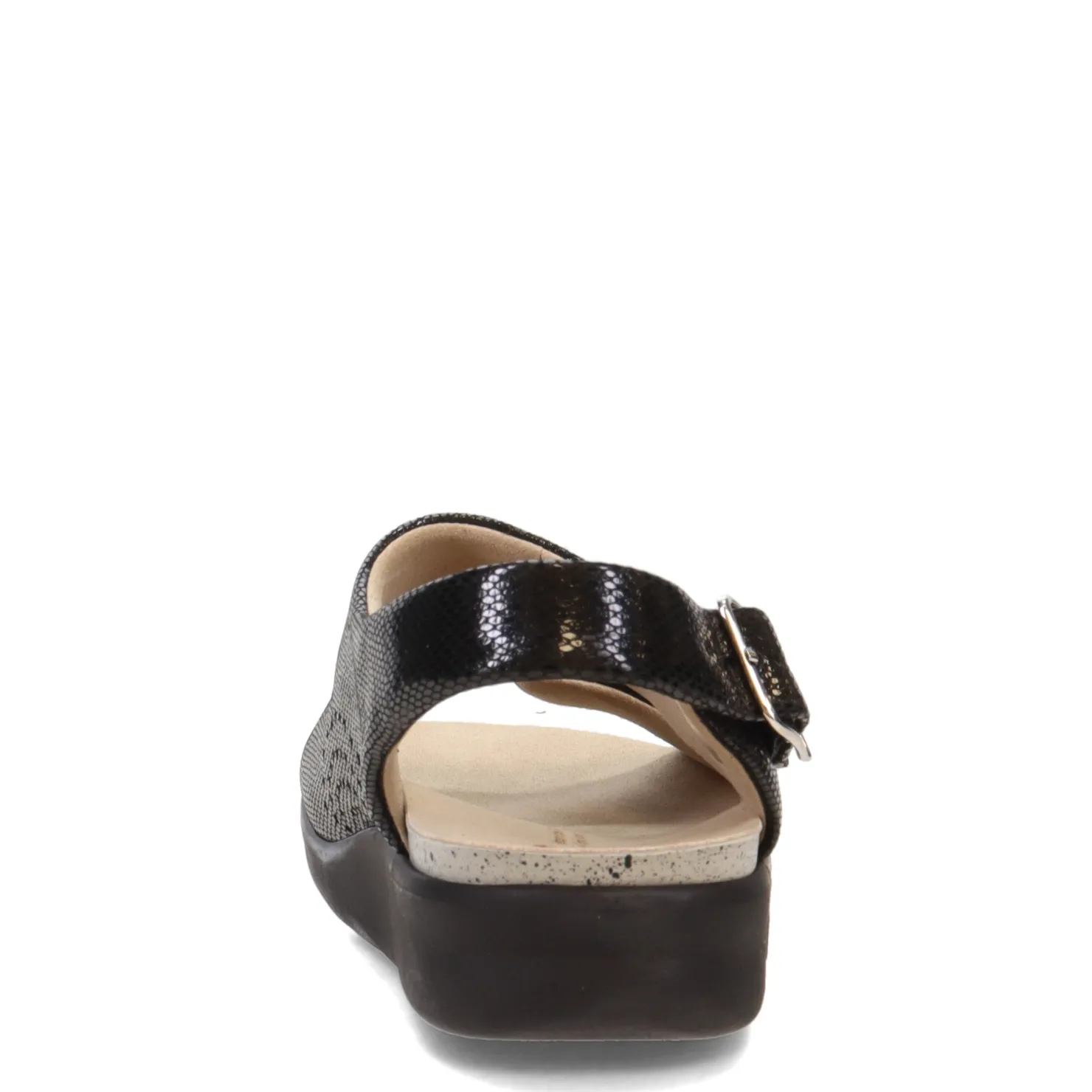 Footbed Sandals*SAS Women's , Relaxed Sandal Black Snake Print