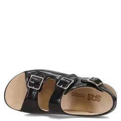 Footbed Sandals*SAS Women's , Relaxed Sandal Black Snake Print