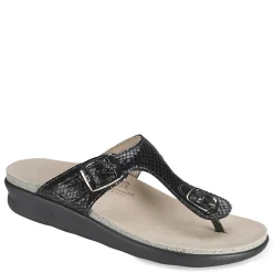 Wedges*SAS Women's , Sanibel Thong Sandal Black Snake Leather