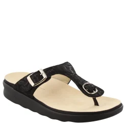Flip Flops*SAS Women's , Sanibel T-Strap Slide Sandal Black Snake