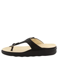 Footbed Sandals*SAS Women's , Sanibel T-Strap Slide Sandal Black Snake