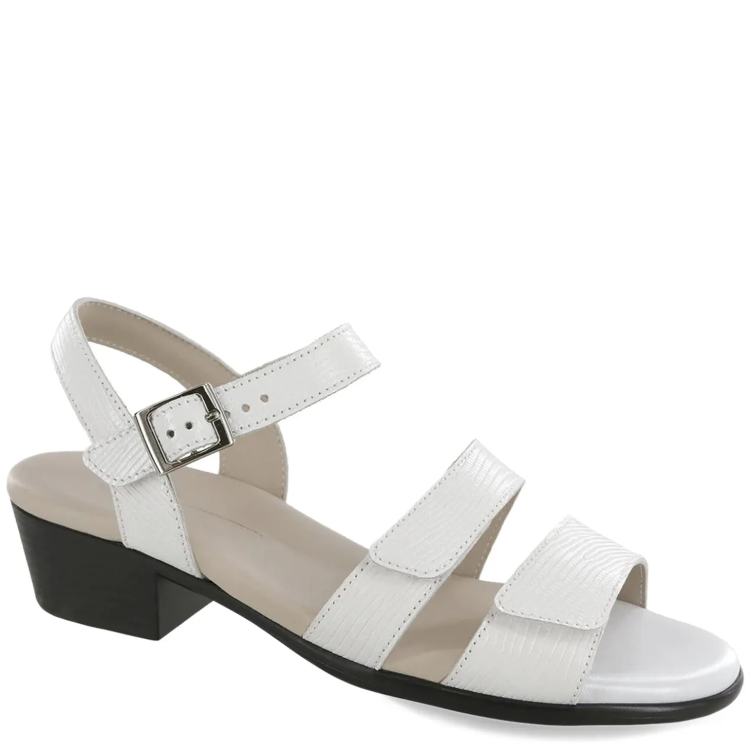Heeled Sandals*SAS Women's , Savanna Sandal White Lizard Print