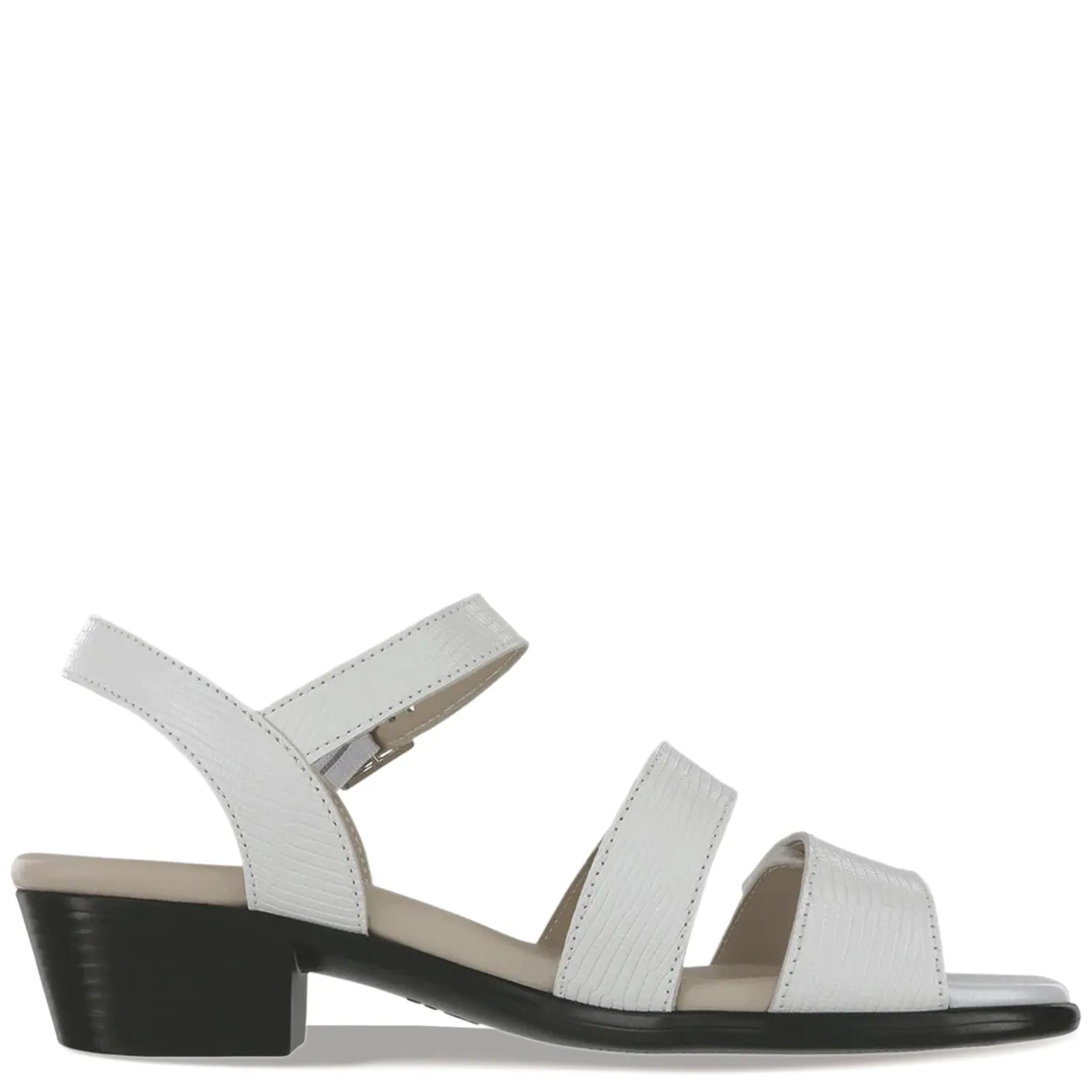 Heeled Sandals*SAS Women's , Savanna Sandal White Lizard Print