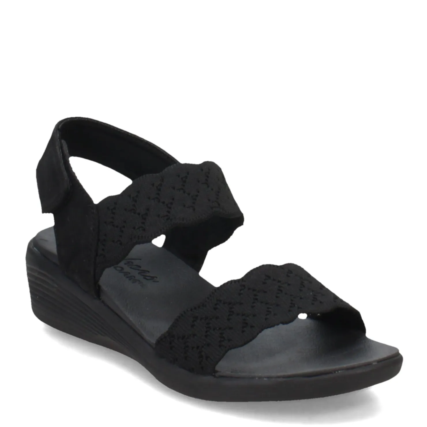 Wedges*Skechers Women's , Arya - On The Rise Sandal Black/Black