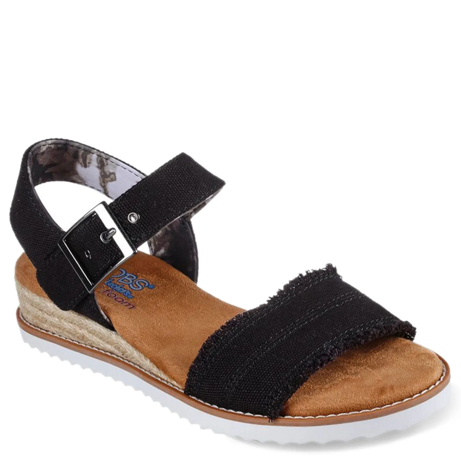 Wedges*Skechers Women's , BOBS Desert Kiss - Adobe Princess Sandal Black