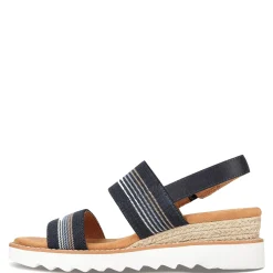 Wedges*Skechers Women's , BOBS Desert Kiss Hi - Tea Time Sandal Navy