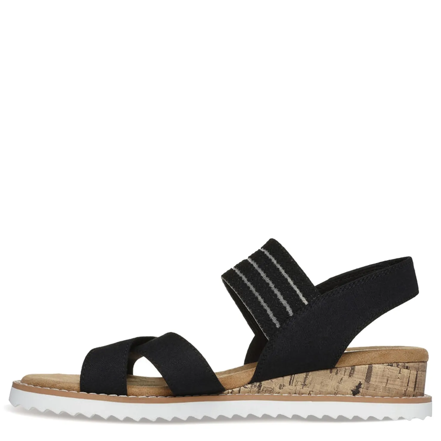 Wedges*Skechers Women's , BOBS Desert Kiss - Shore Enough Sandal Black