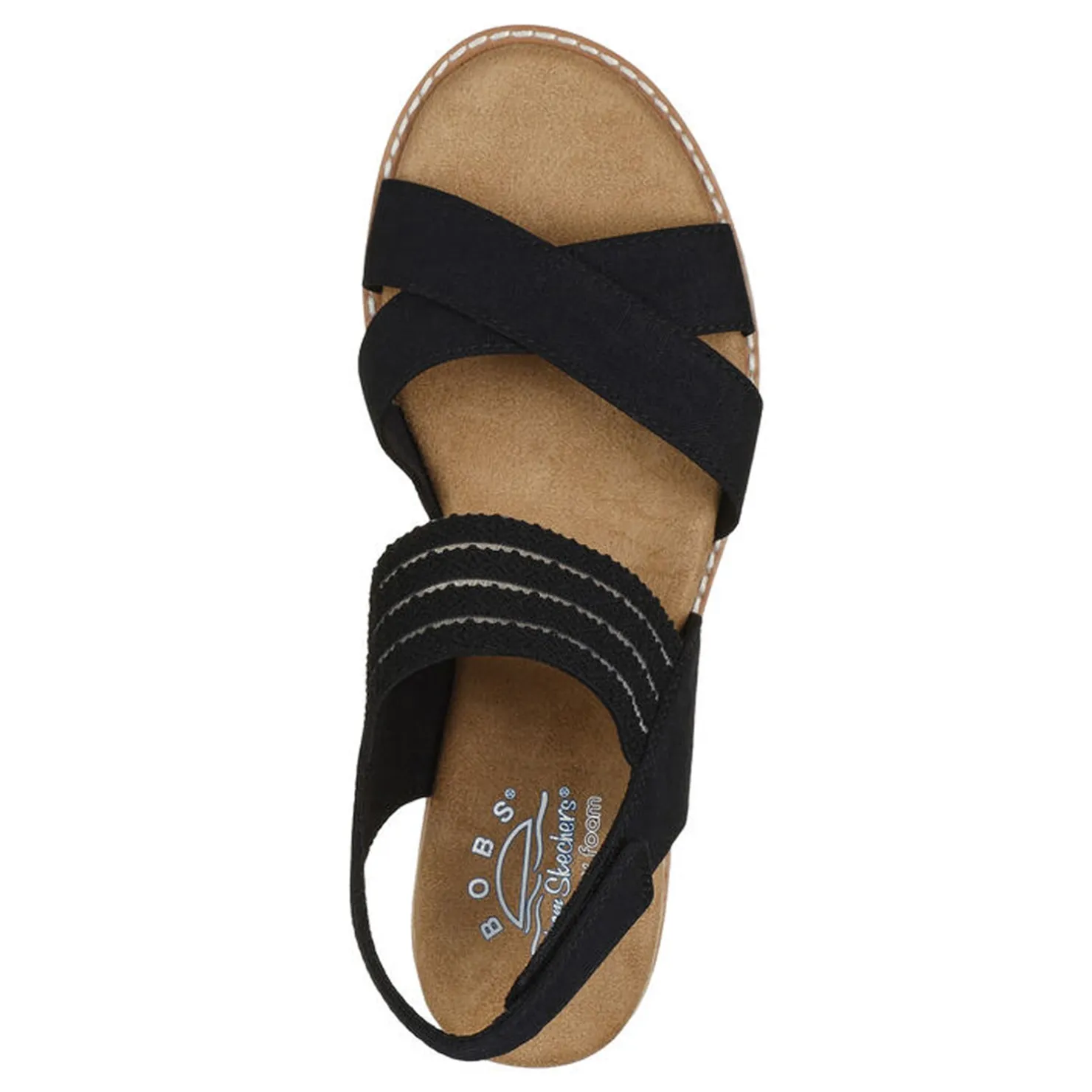 Wedges*Skechers Women's , BOBS Desert Kiss - Shore Enough Sandal Black