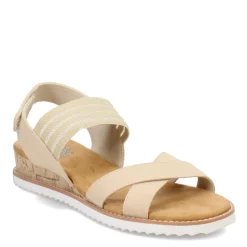 Wedges*Skechers Women's , BOBS Desert Kiss - Shore Enough Sandal Natural