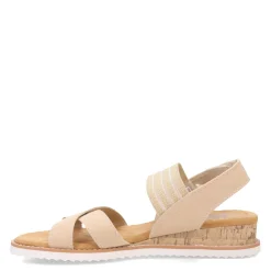 Wedges*Skechers Women's , BOBS Desert Kiss - Shore Enough Sandal Natural