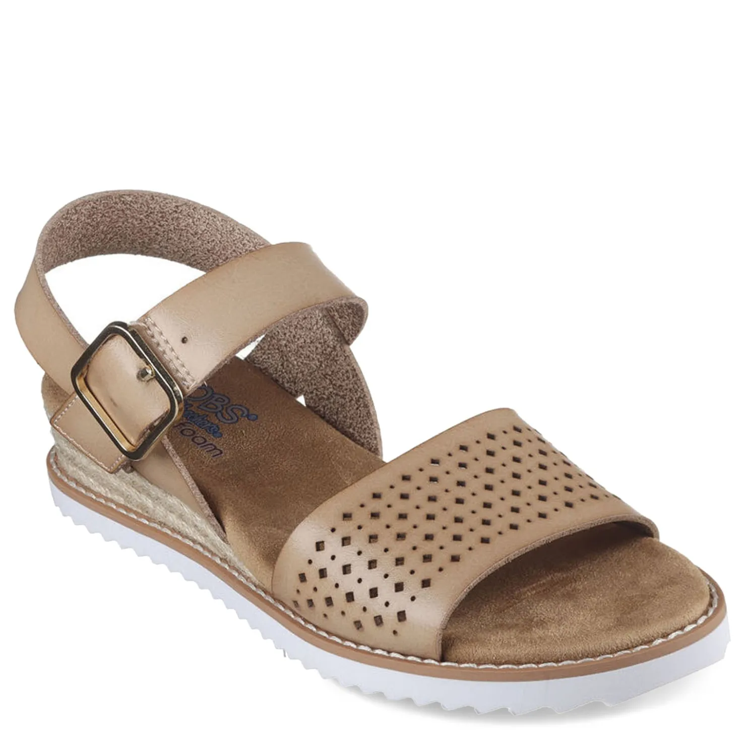 Wedges*Skechers Women's , BOBS Desert Kiss - Sunny Flair Sandal Natural