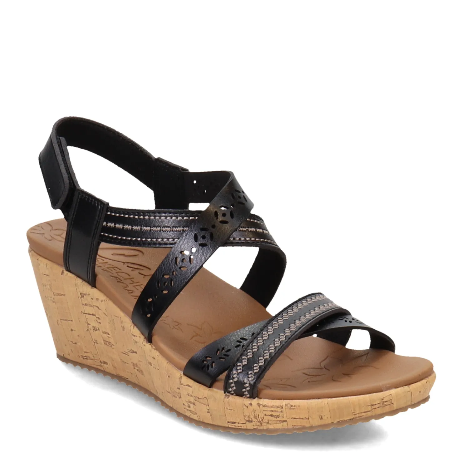 Wedges*Skechers Women's Cali, Beverlee - Delicate Glow Sandal Black