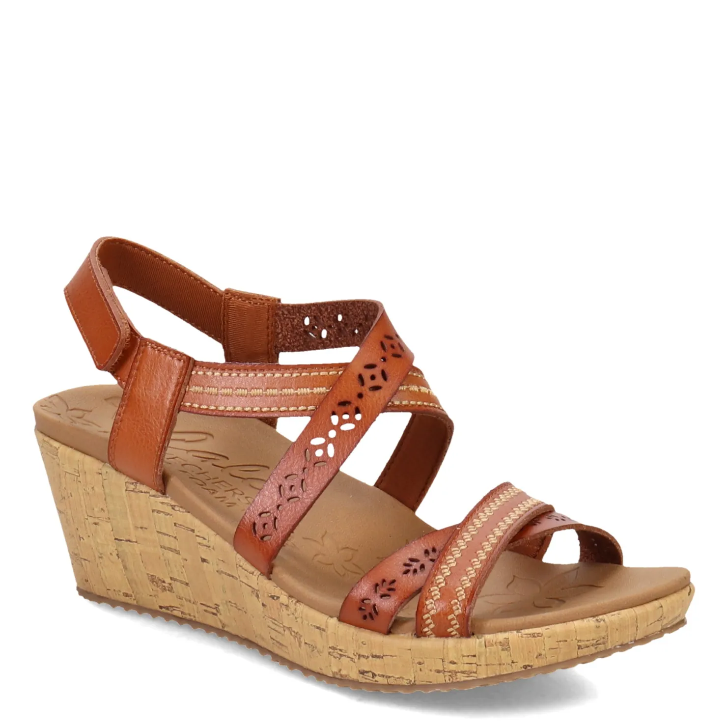 Wedges*Skechers Women's Cali, Beverlee - Delicate Glow Sandal Luggage