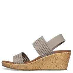 Wedges*Skechers Women's Cali, Beverlee - Sheer Luck Sandal Taupe
