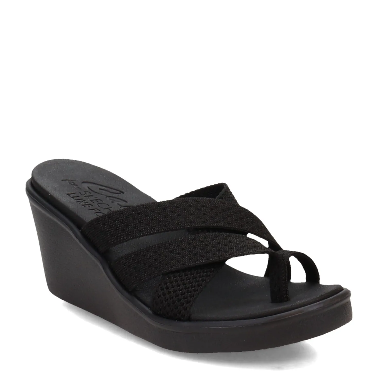 Wedges*Skechers Women's Cali, Rumble On Sandal Black