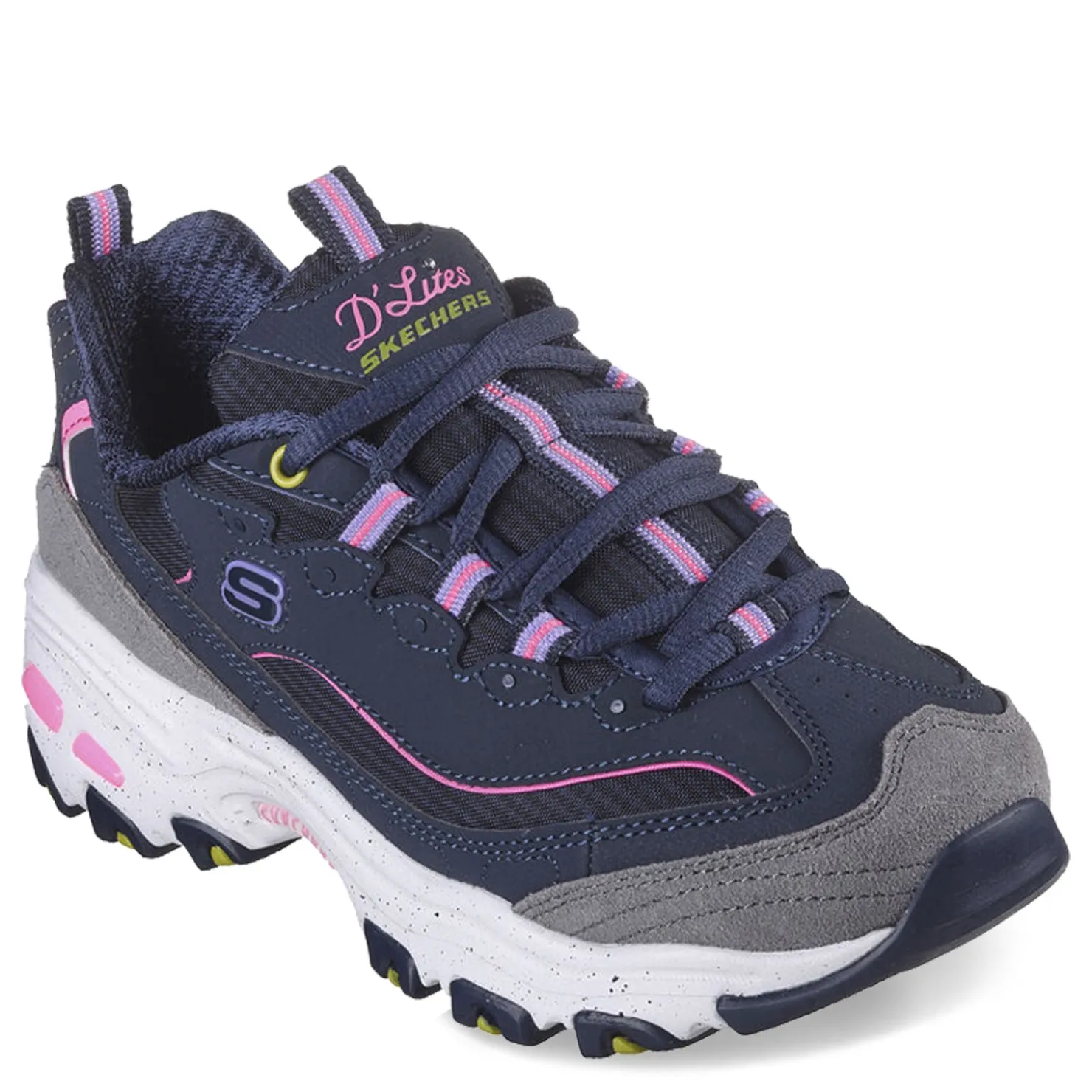 Walking*Skechers Women's , D'Lites - Bold Views Sneaker Navy Multi