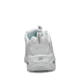 Walking*Skechers Women's , D'Lites - Fresh Start Sneaker - Wide Width White/Mesh/Silver