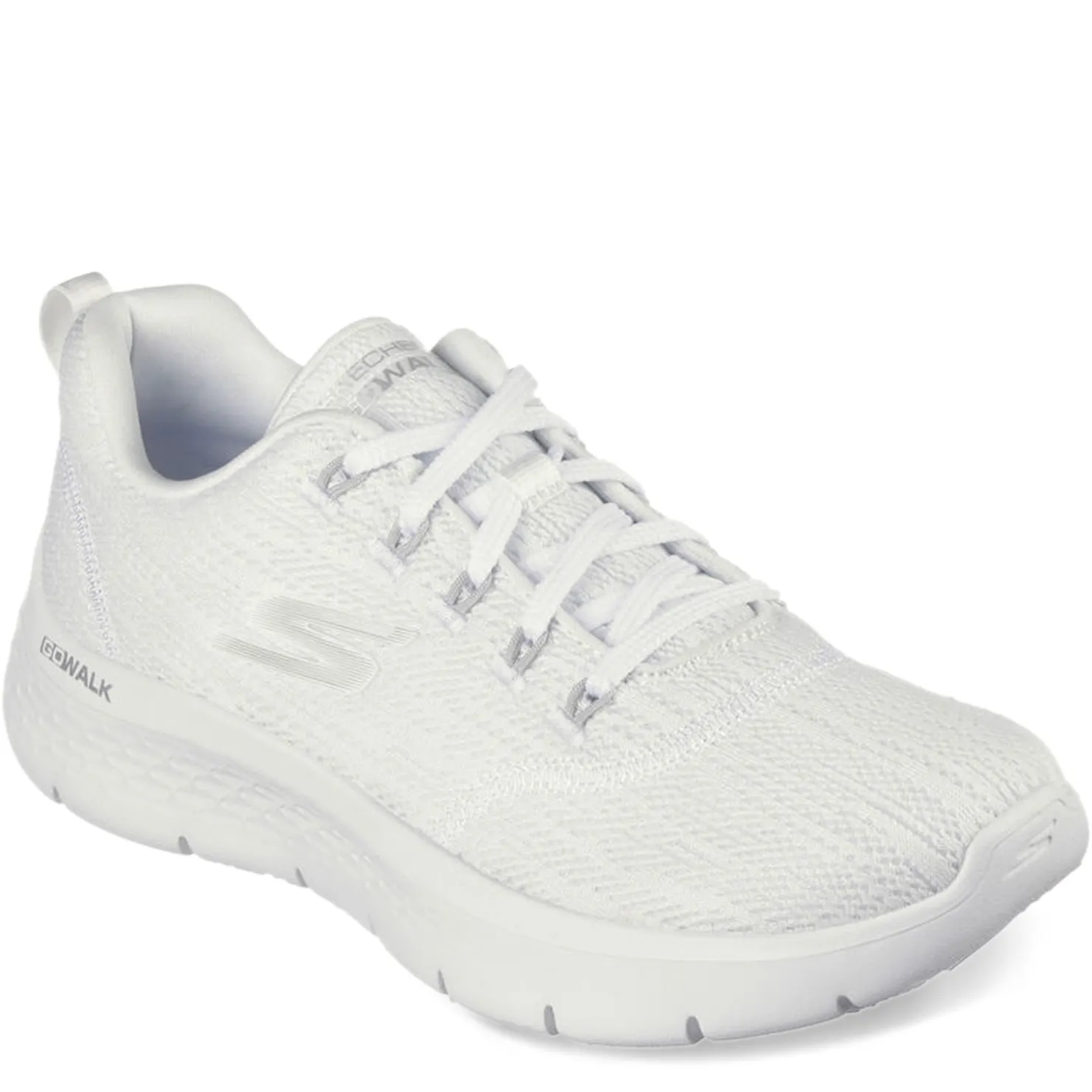 Walking*Skechers Women's , GO WALK FLEX - Striking Look Walking Shoe White/Silver