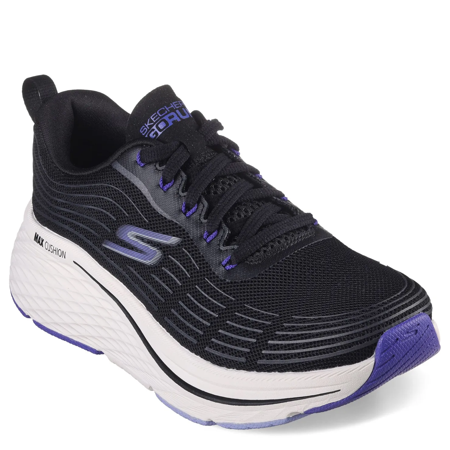 Running*Skechers Women's , GOrun Max Cushioning Elite 2.0 Sneaker Black Purple Flower