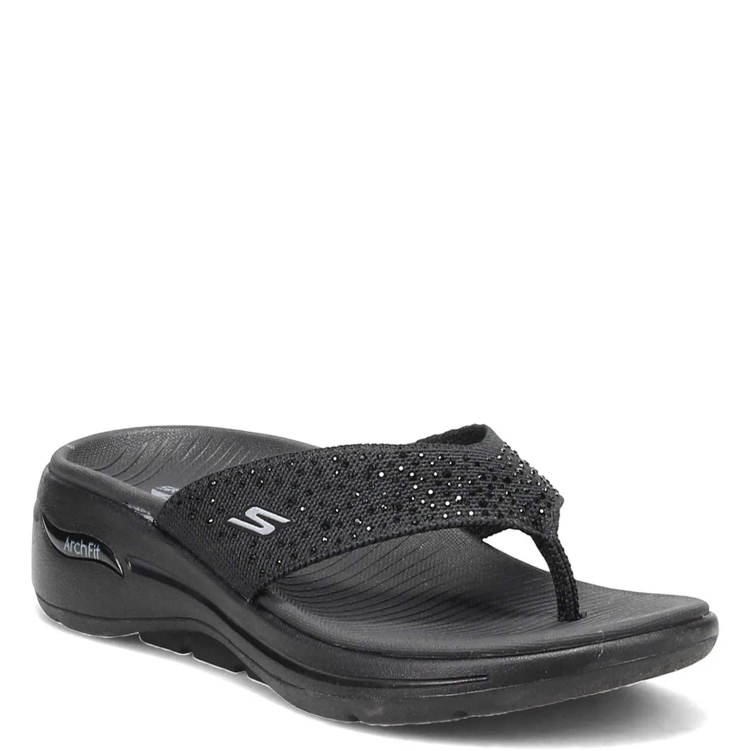 Wedges*Skechers Women's , GOwalk Arch Fit - Dazzle Sandal Black