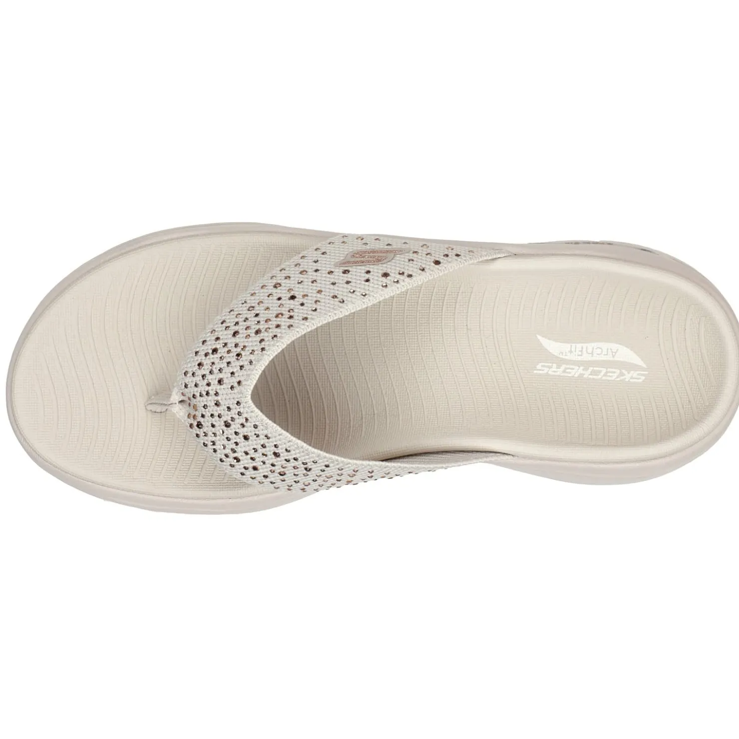 Flip Flops*Skechers Women's , GOwalk Arch Fit - Dazzle Sandal Beige