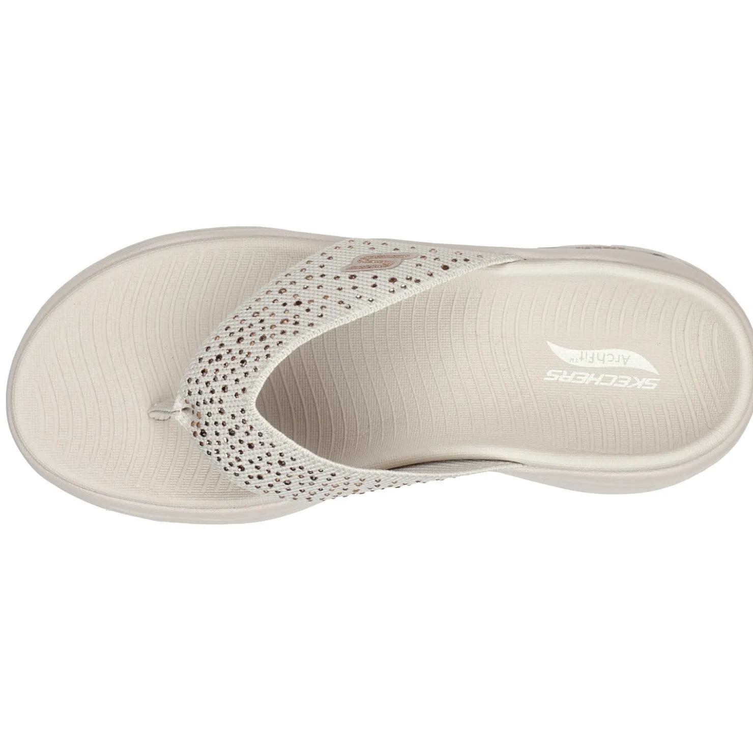 Flip Flops*Skechers Women's , GOwalk Arch Fit - Dazzle Sandal Beige