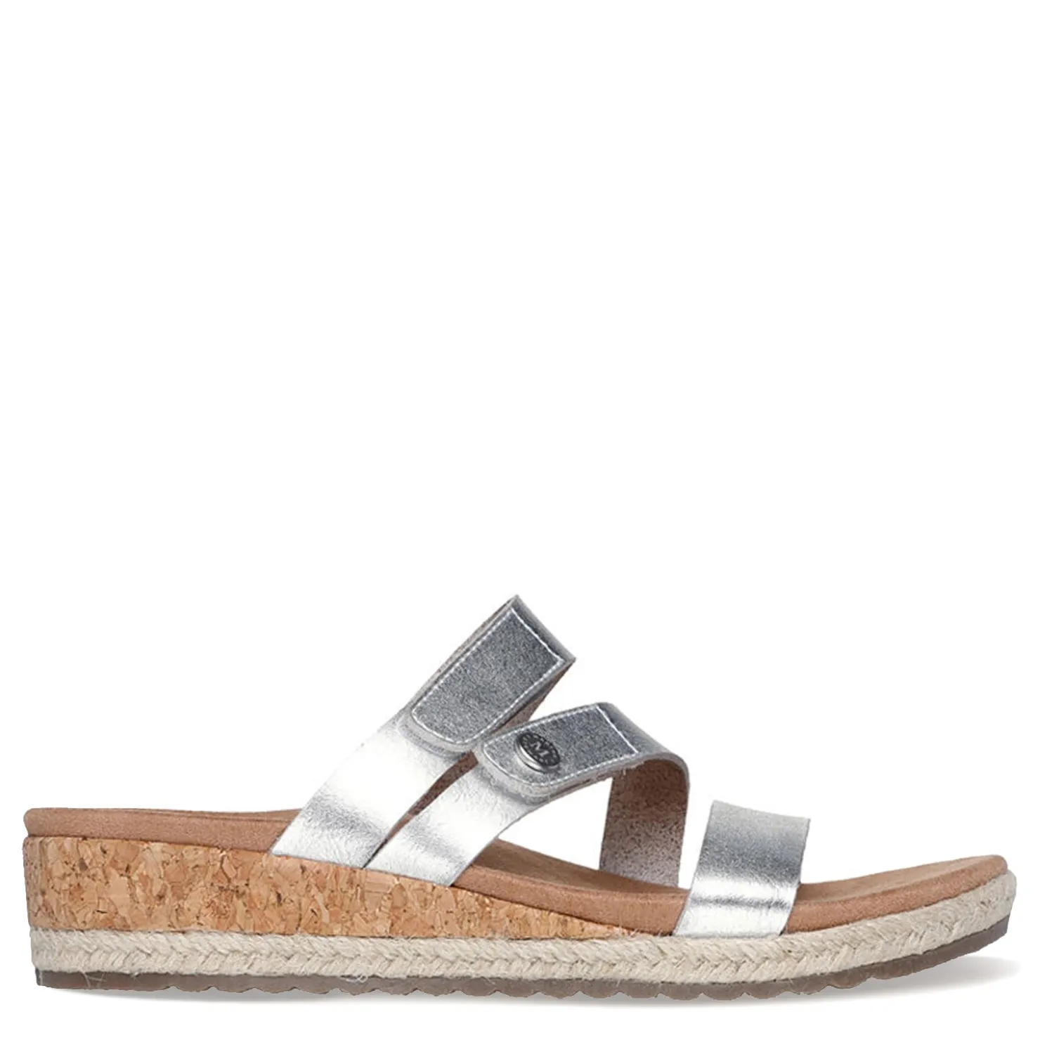 Wedges*Skechers Women's , Martha Stewart: Breezie - Shiny Luster Sandal Silver
