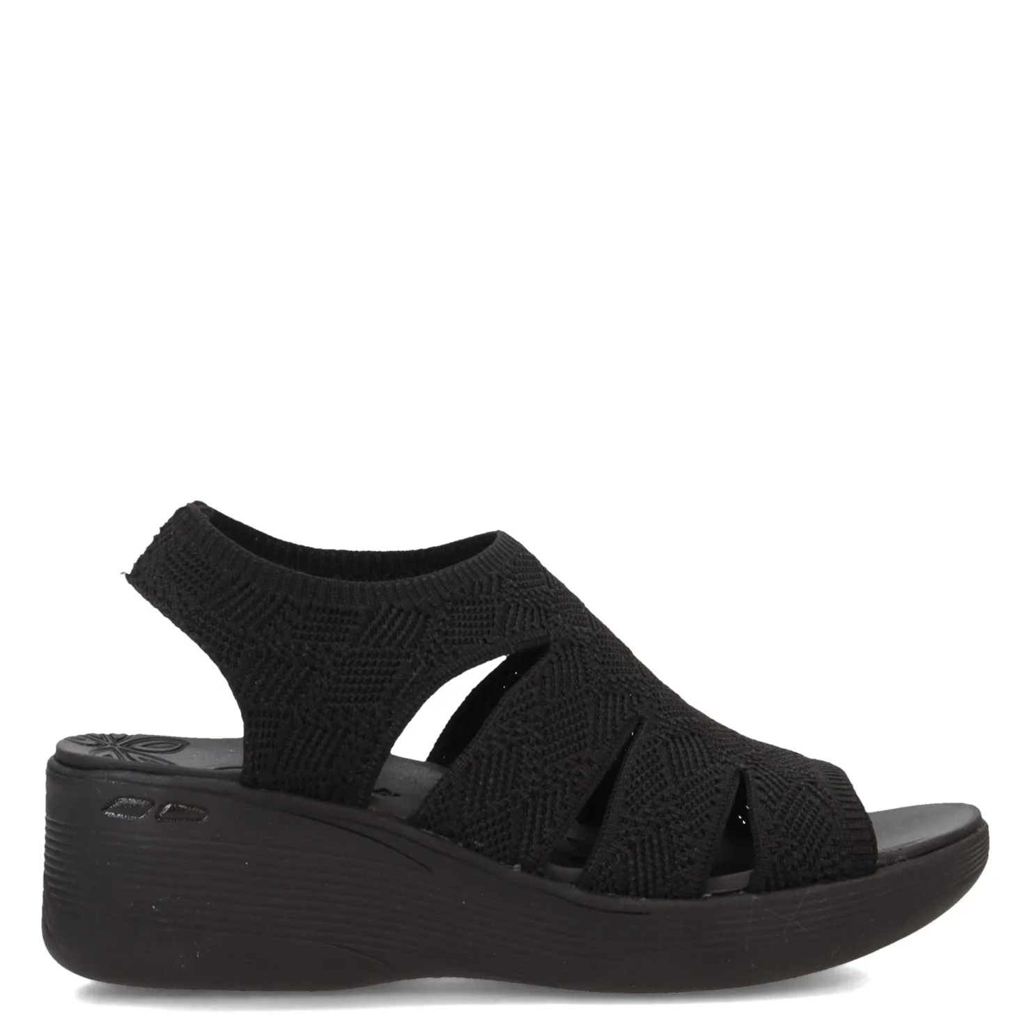 Wedges*Skechers Women's , Pier Lite - Crochet Sandal Black/Black