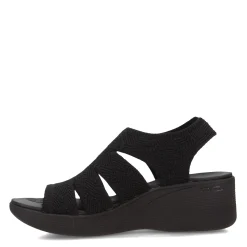 Wedges*Skechers Women's , Pier Lite - Crochet Sandal Black/Black