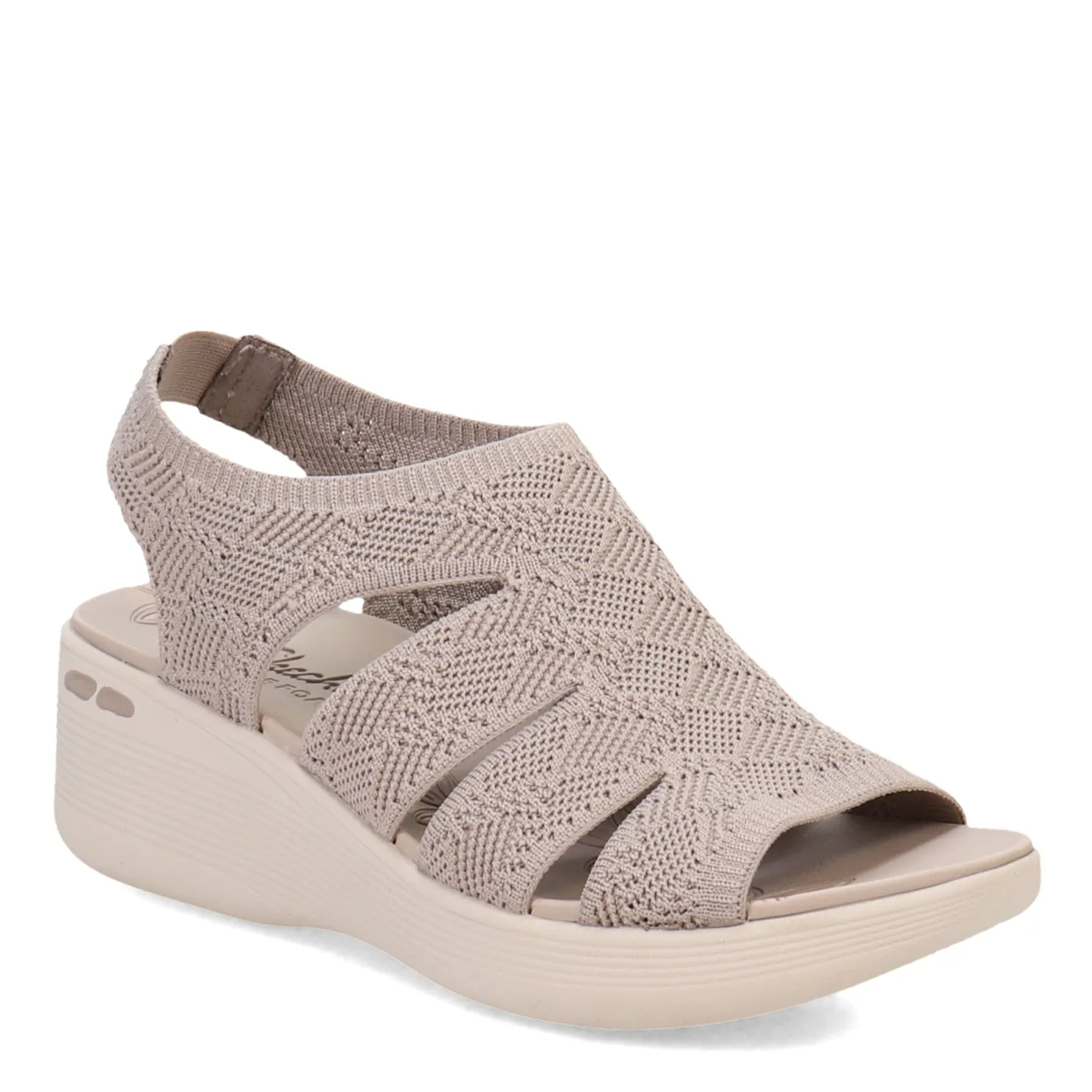 Wedges*Skechers Women's , Pier Lite - Crochet Sandal Taupe