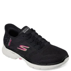 Walking*Skechers Women's , Slip-ins: GO WALK 6 - Vivid Idea Walking Shoe Black Pink