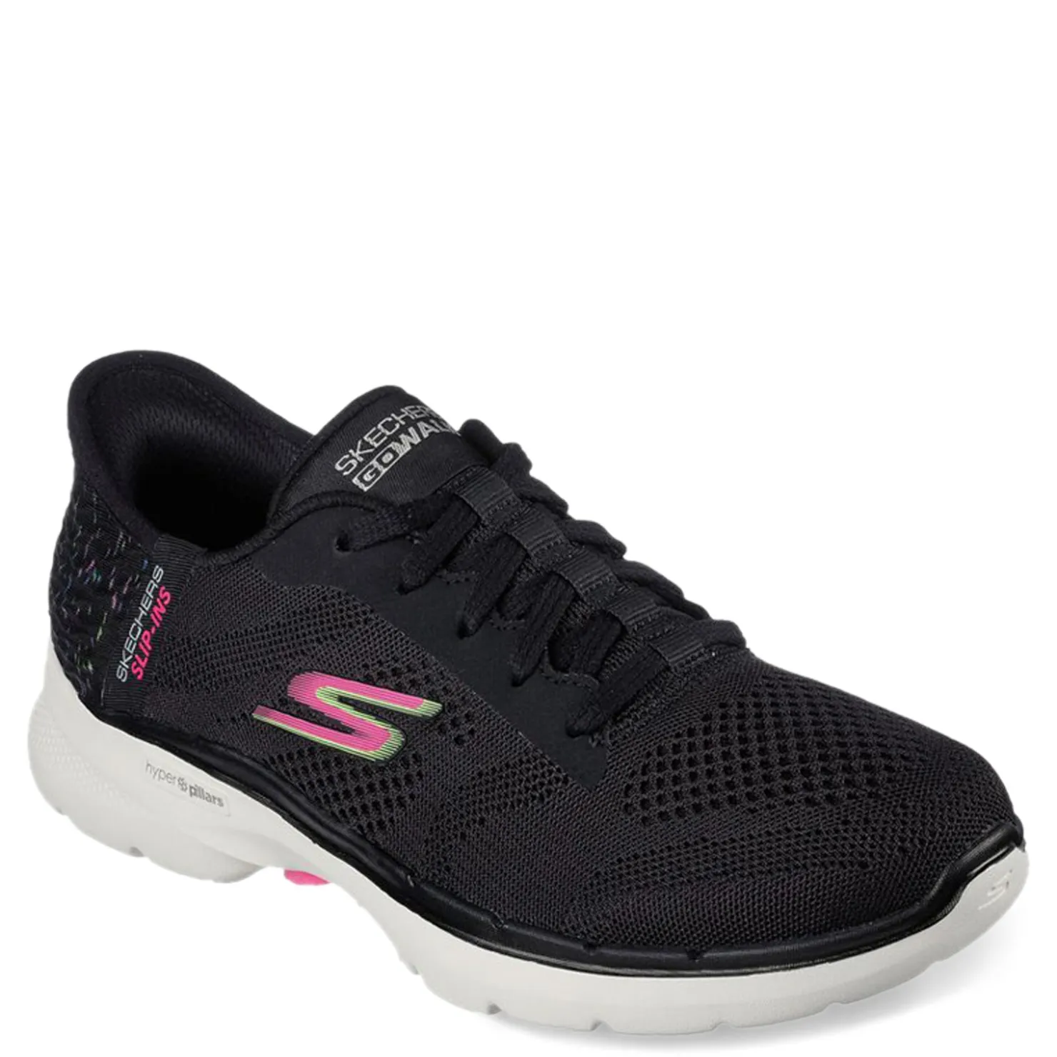 Walking*Skechers Women's , Slip-ins: GO WALK 6 - Vivid Idea Walking Shoe Black Pink