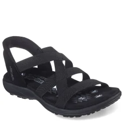 Outdoor & Hiking*Skechers Women's , Slip-ins: Reggae Slim - Stretch Flex Sandal Black/Black