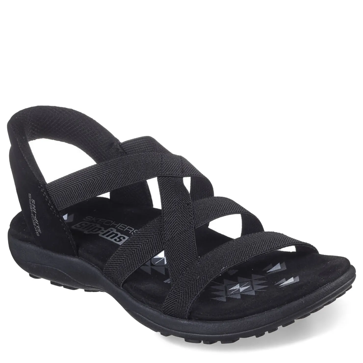 Outdoor & Hiking*Skechers Women's , Slip-ins: Reggae Slim - Stretch Flex Sandal Black/Black