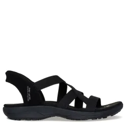 Outdoor & Hiking*Skechers Women's , Slip-ins: Reggae Slim - Stretch Flex Sandal Black/Black