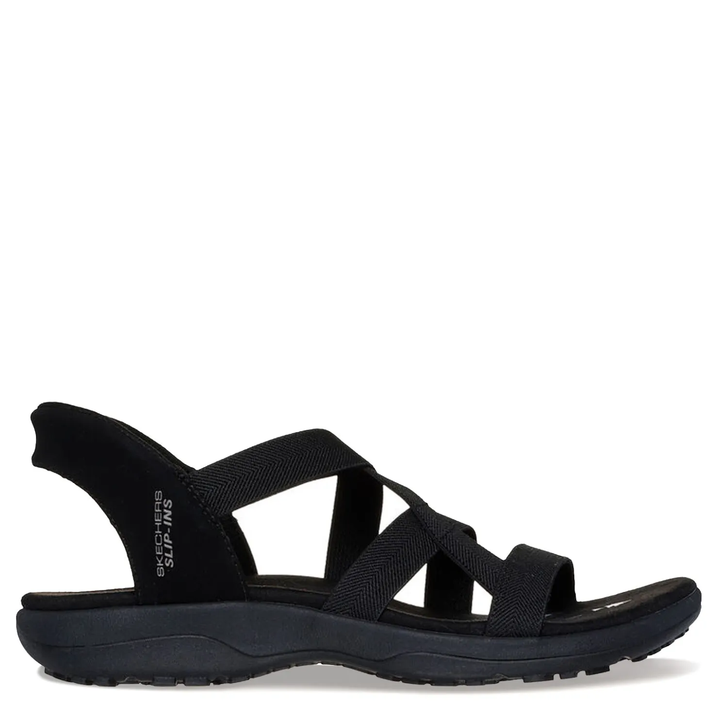 Outdoor & Hiking*Skechers Women's , Slip-ins: Reggae Slim - Stretch Flex Sandal Black/Black