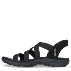Outdoor & Hiking*Skechers Women's , Slip-ins: Reggae Slim - Stretch Flex Sandal Black/Black