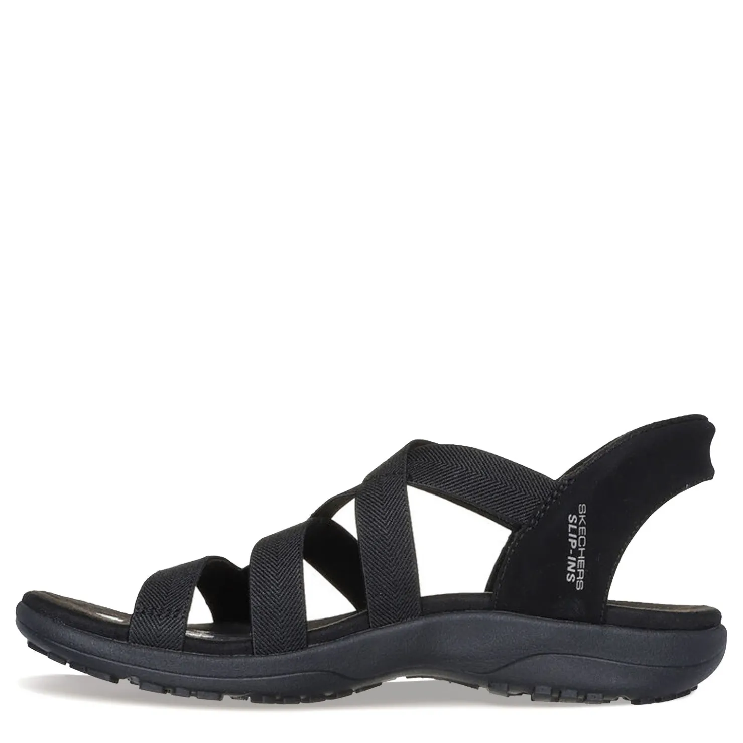 Outdoor & Hiking*Skechers Women's , Slip-ins: Reggae Slim - Stretch Flex Sandal Black/Black