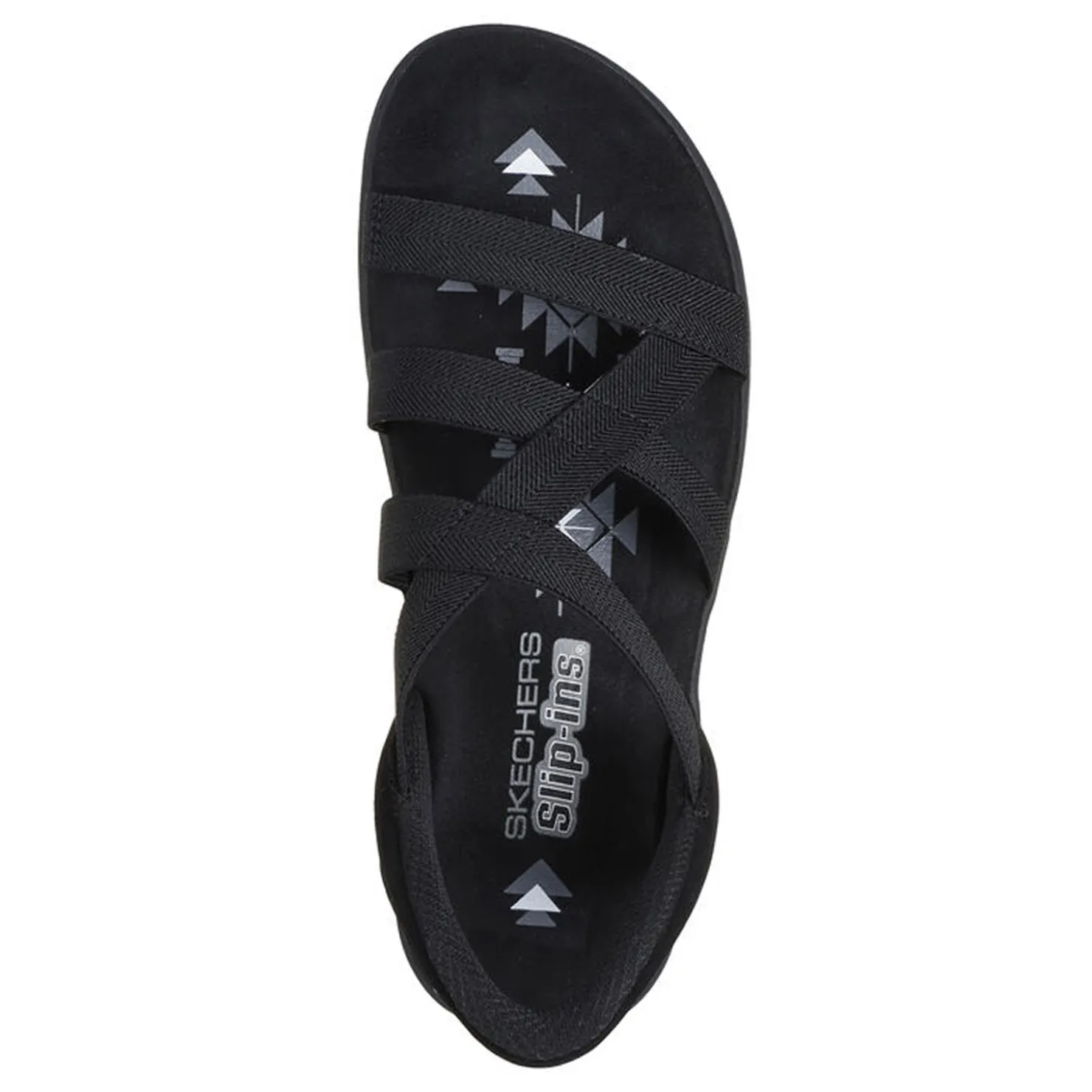 Outdoor & Hiking*Skechers Women's , Slip-ins: Reggae Slim - Stretch Flex Sandal Black/Black