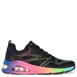 Fashion & Street*Skechers Women's Street, Tres-Air Uno - Rainbow Roads Sneaker Black Multi