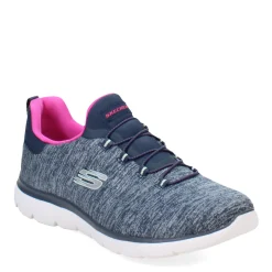 Walking*Skechers Women's , Summits - Quick Getaway - Wide Width Grey Navy Pink