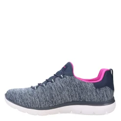 Walking*Skechers Women's , Summits - Quick Getaway - Wide Width Grey Navy Pink