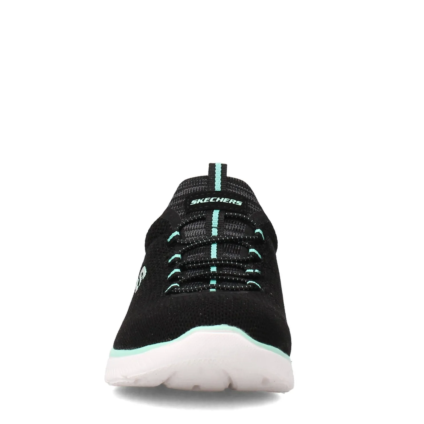 Walking*Skechers Women's , Summits - Cool Classic Sneaker - Wide Width Black Turquoise