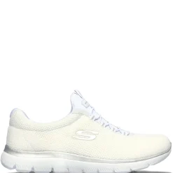 Walking*Skechers Women's , Summits - Cool Classic Sneaker - Wide Width White Silver